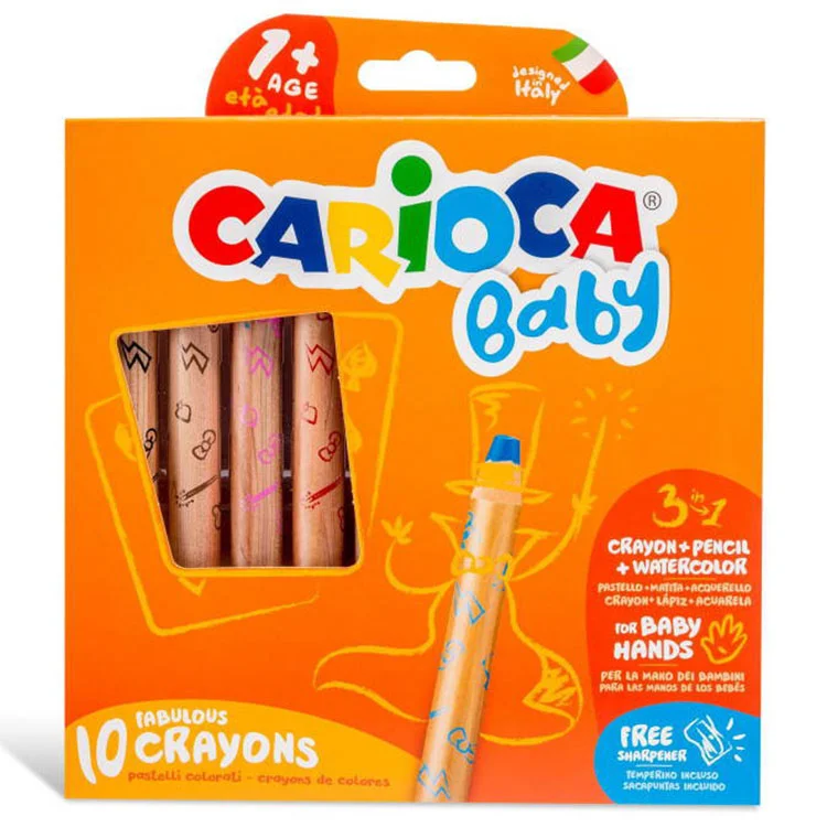 Carioca Jumbo Bebek Ahşap Gövde Kuru Boya 3 İn 1 10lu 42818