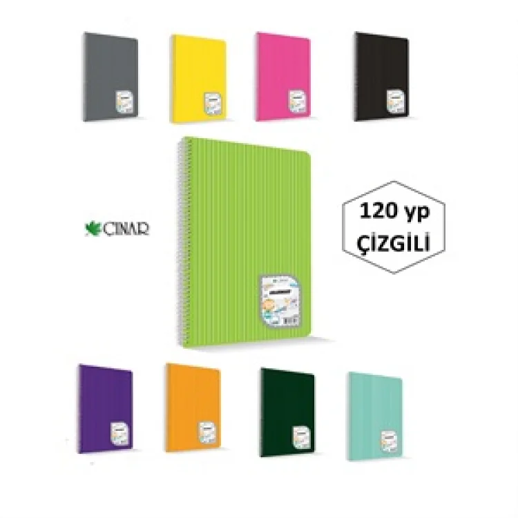 Çınar A4 Spiralli Karton Kapak Defter 120 Yaprak Çizgili 31007