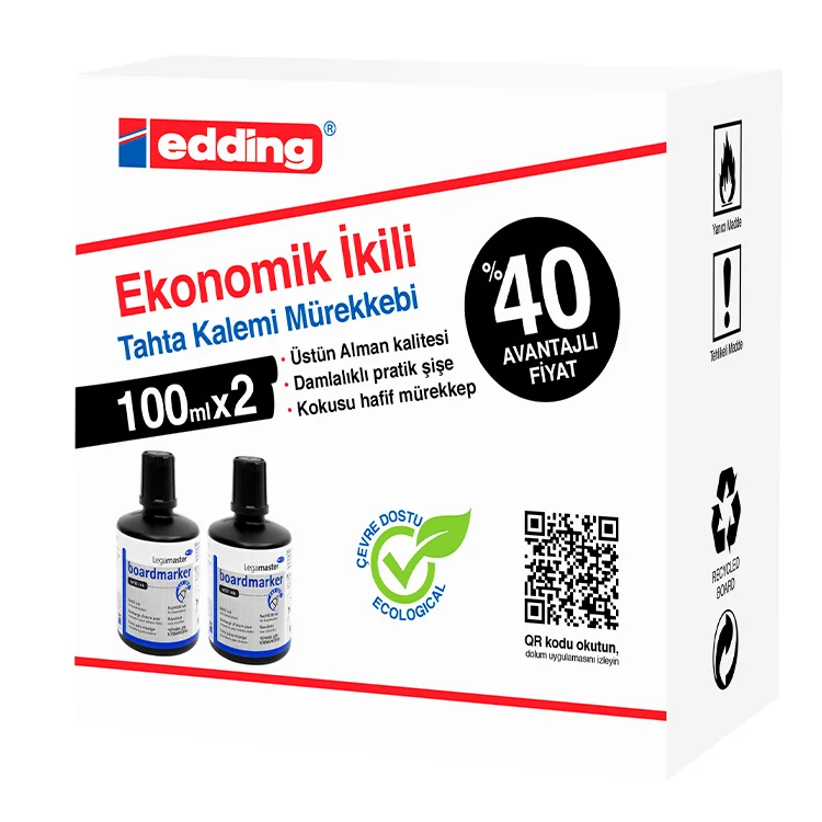 Edding Tahta Kalemi Mürekkebi Bt-100 2li Siyah