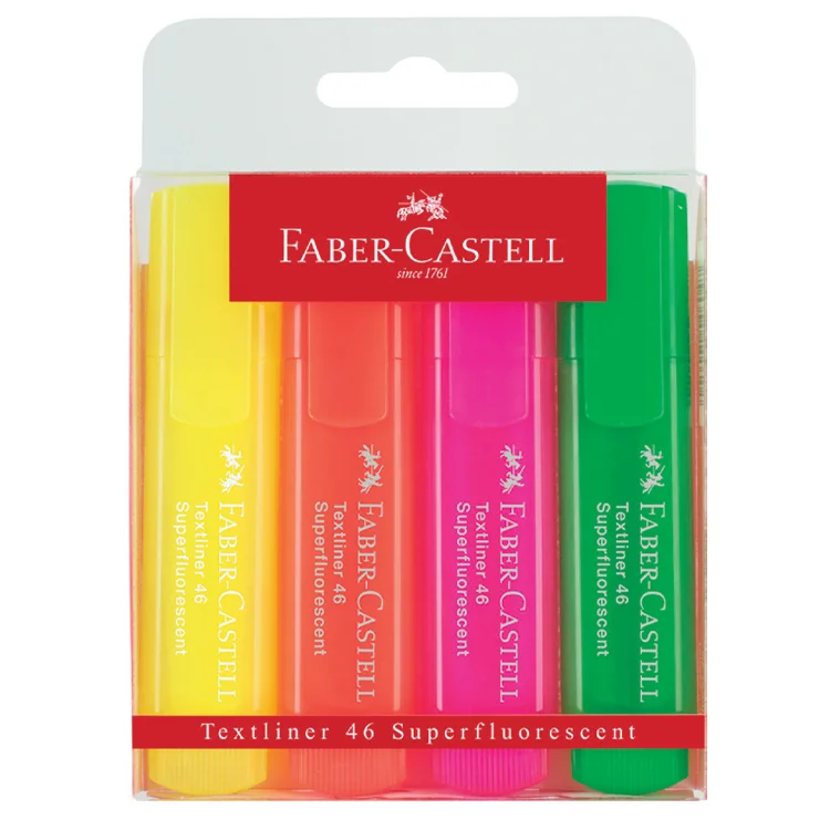 Faber Castell Fosforlu Kalem 1546 Şeffaf Gövde 4lü 5038154604000