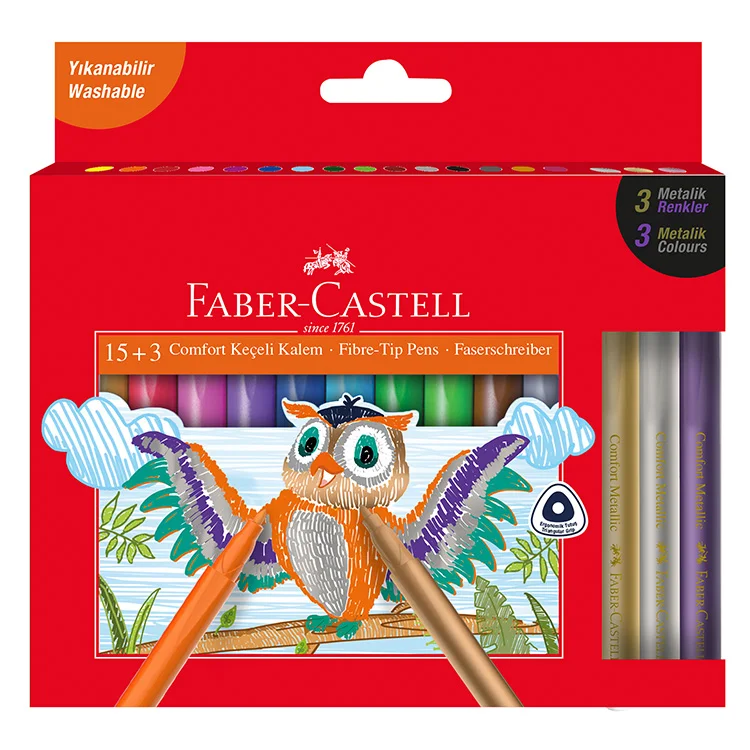 Faber Castell Keçeli Kalem Comfort 15+3 5068155241000 15 Klasik+3 Metalik Renk