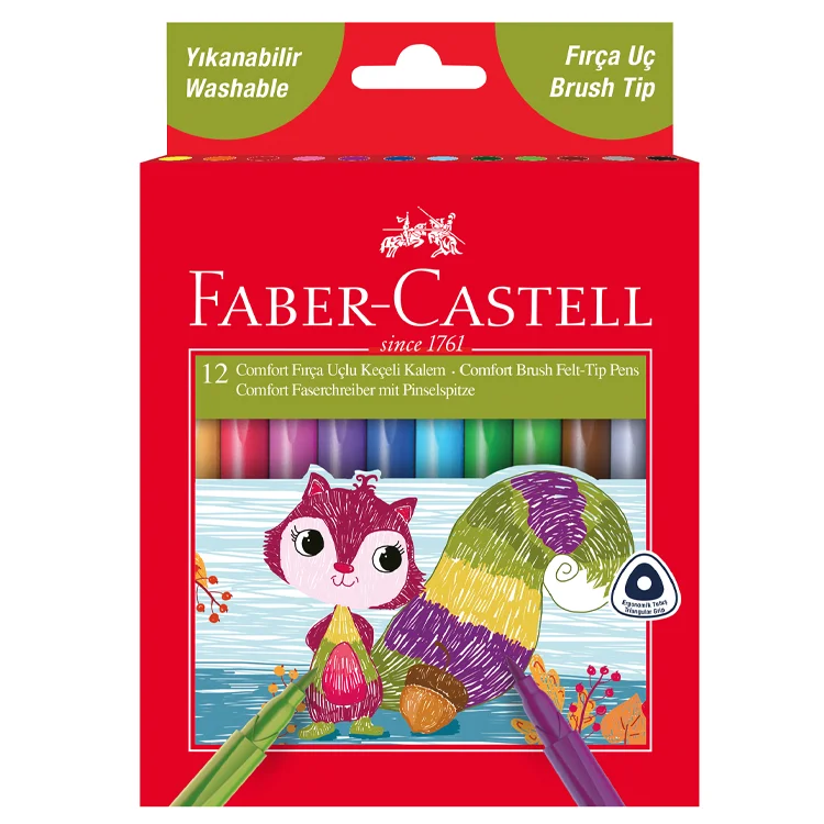 Faber Castell Keçeli Kalem Comfort Fırça Uçlu 12li 5068155242000 Fckm
