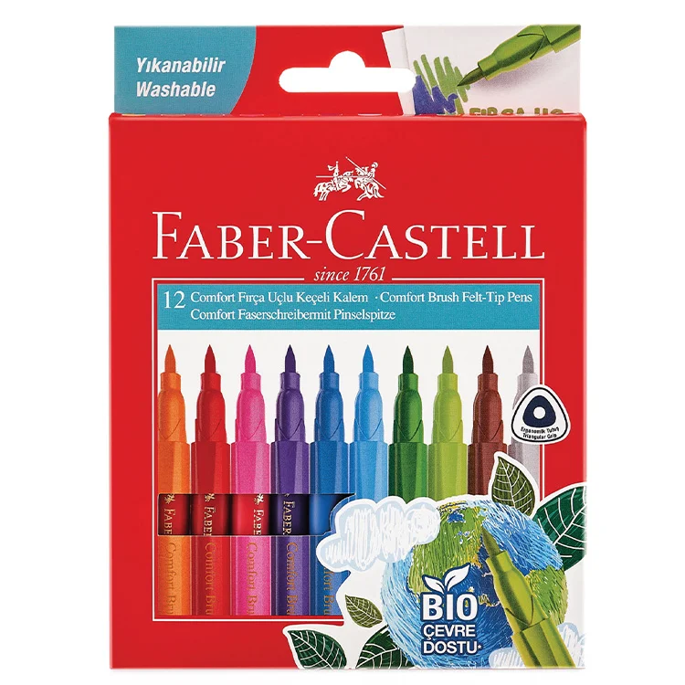 Faber Castell Keçeli Kalem Comfort Fırça Uçlu 12li Bio 5062000010000 Fckm