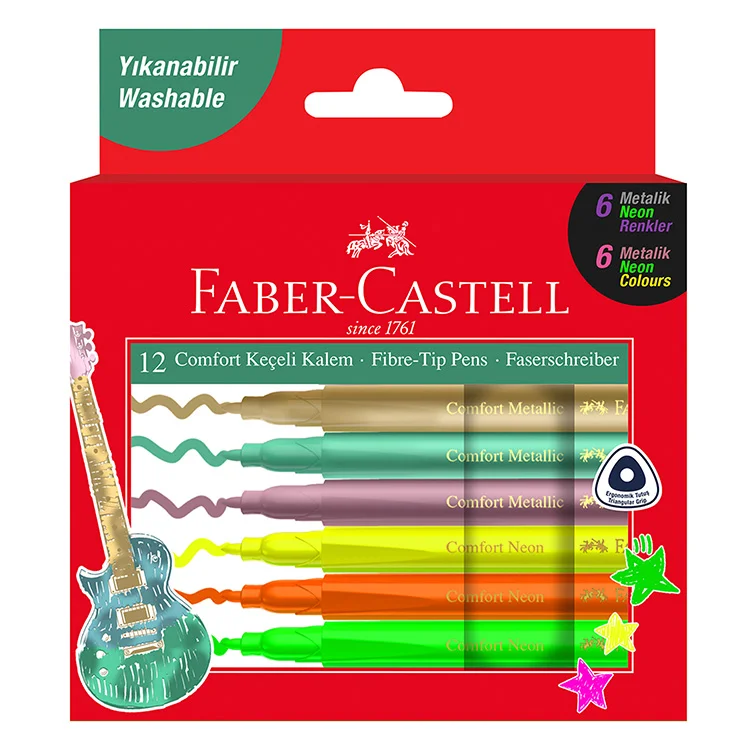 Faber Castell Keçeli Kalem Comfort Metalik+neon 12li 5068155132000