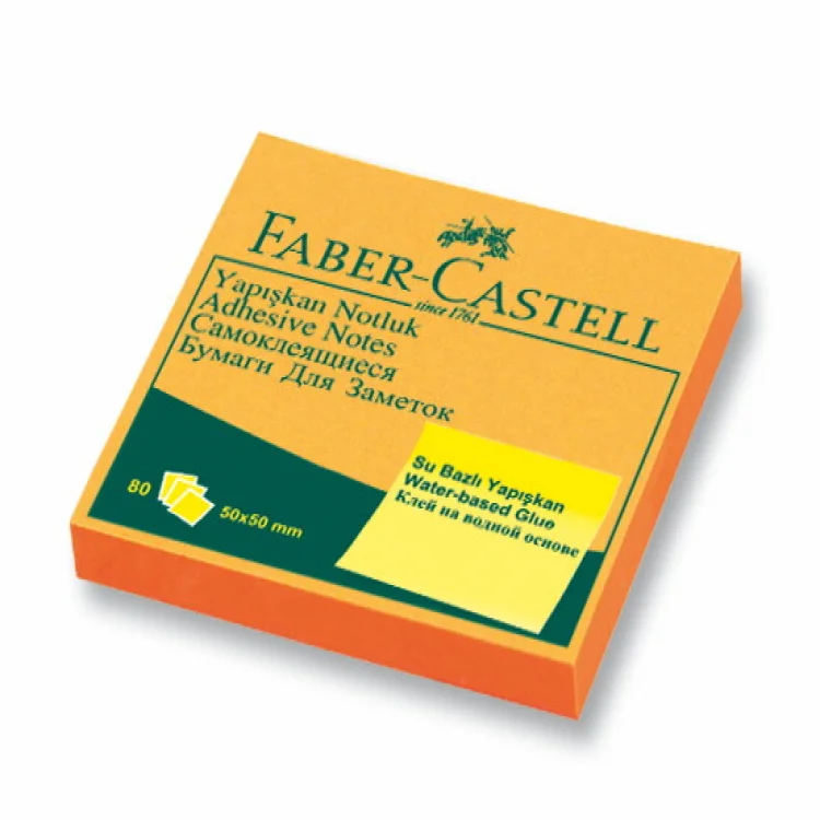 Faber Castell Not Kağıdı 50*50 Yapışkanlı Fosforlu Turuncu 565843