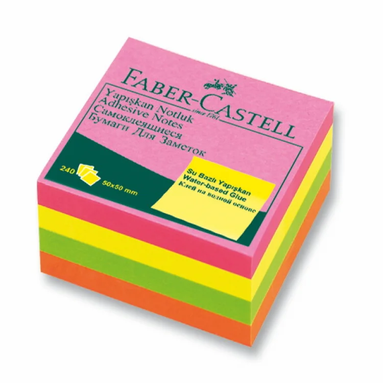 Faber Castell Not Kağıdı 50*50 Yapışkanlı Mini Küp Fosforlu 565839