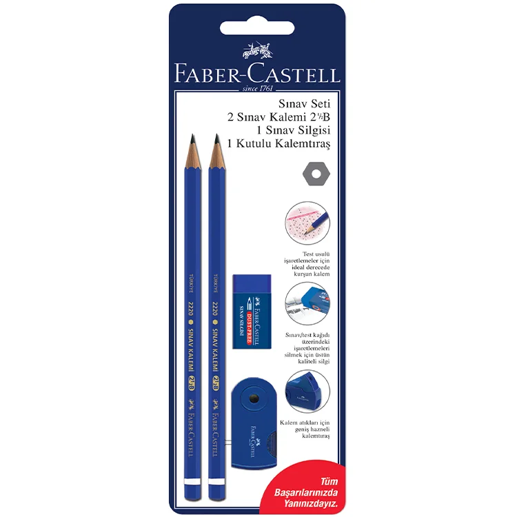Faber Castell Sınav Seti 8003 2 Sınav Kalemi 1 Sınav Silgisi 1 Kutulu Kalemtraş 5508003000000