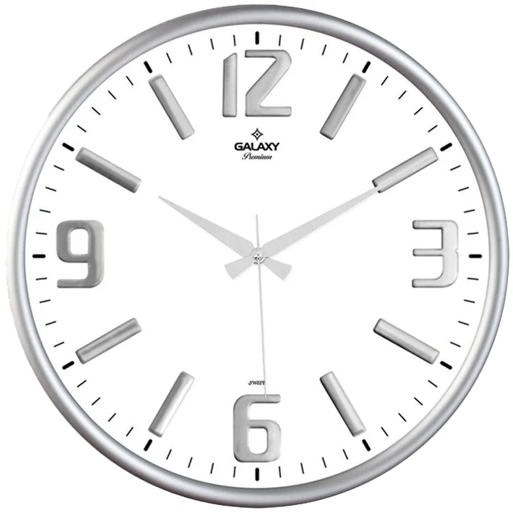 Galaxy Duvar Saati 704-1 Premium Gümüş Kaplama Beyaz