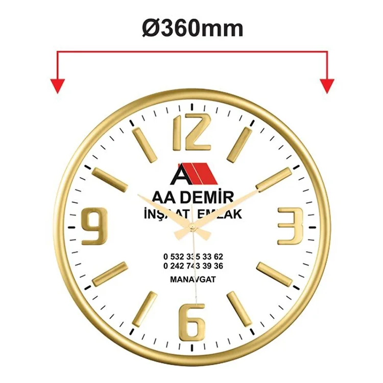 Galaxy Duvar Saati 704-1 Premium Gümüş Kaplama Beyaz