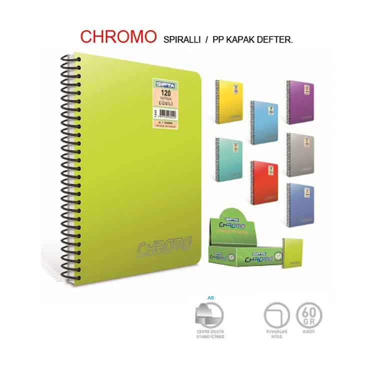 Gıpta Chromo A5 Spiralli Pp Kapak 100 Yaprak Çizgili 2311