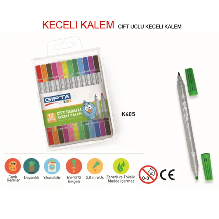 Gıpta Çift Taraflı Keçeli Kalem Pvc Çnt.12 Rn.k405