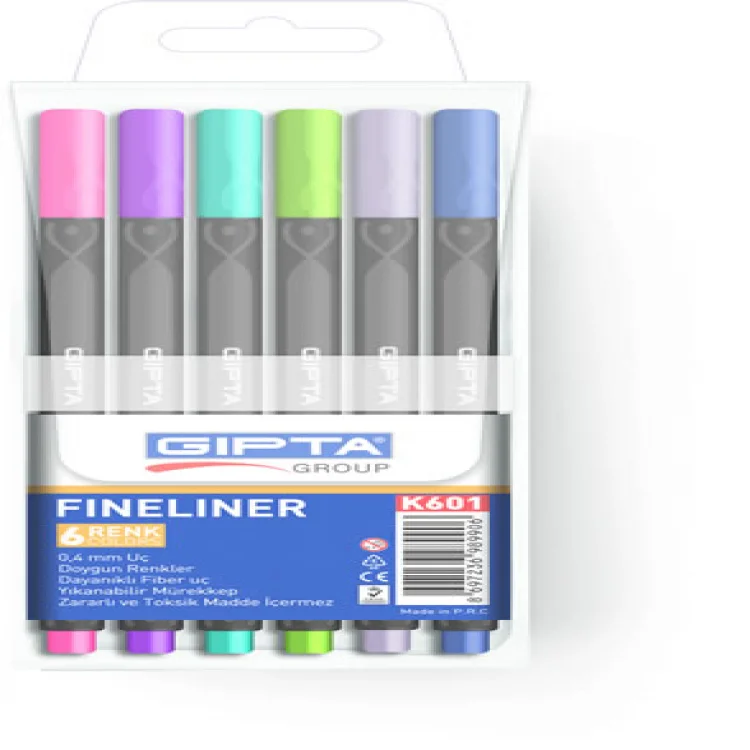 Gıpta Fineliner Kalem 0.4 Mm Pvc.bls.üçg.6 Rn  K601