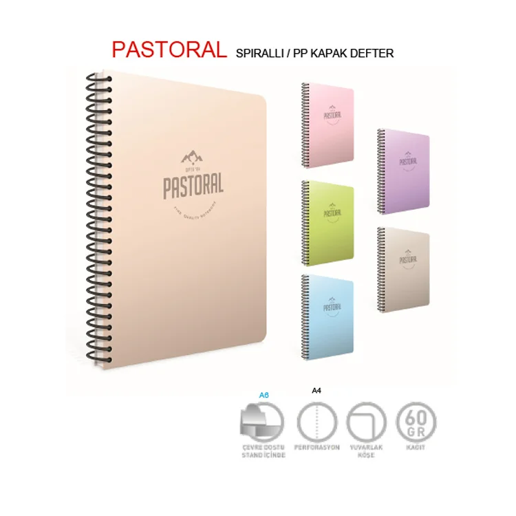 Gıpta Pastoral A4 Spiralli Pp Kapak Defter 96 Yaprak Kareli 3245