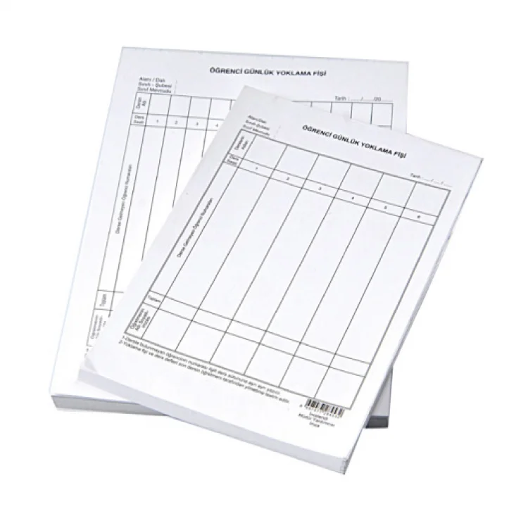 Gülpaş Öğrenci Yoklama Fişi 10 Ders 100 Lü 456