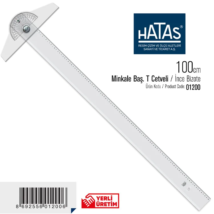 Hatas Bizote İnce Gövde Şeffaf Cetvel 100 Cm 1200