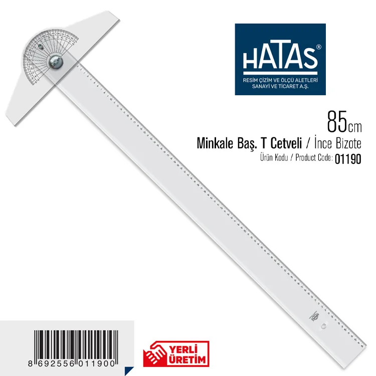Hatas Bizote İnce Gövde Şeffaf Cetvel 85 Cm 1190