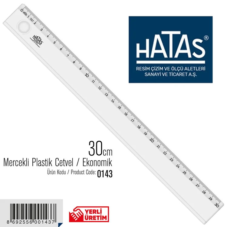 Hatas Cetvel 30 Cm Mercekli Plastik 0143