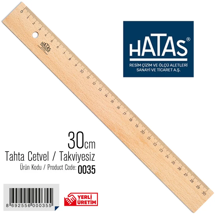 Hatas Cetvel 30 Cm Tahta 0035