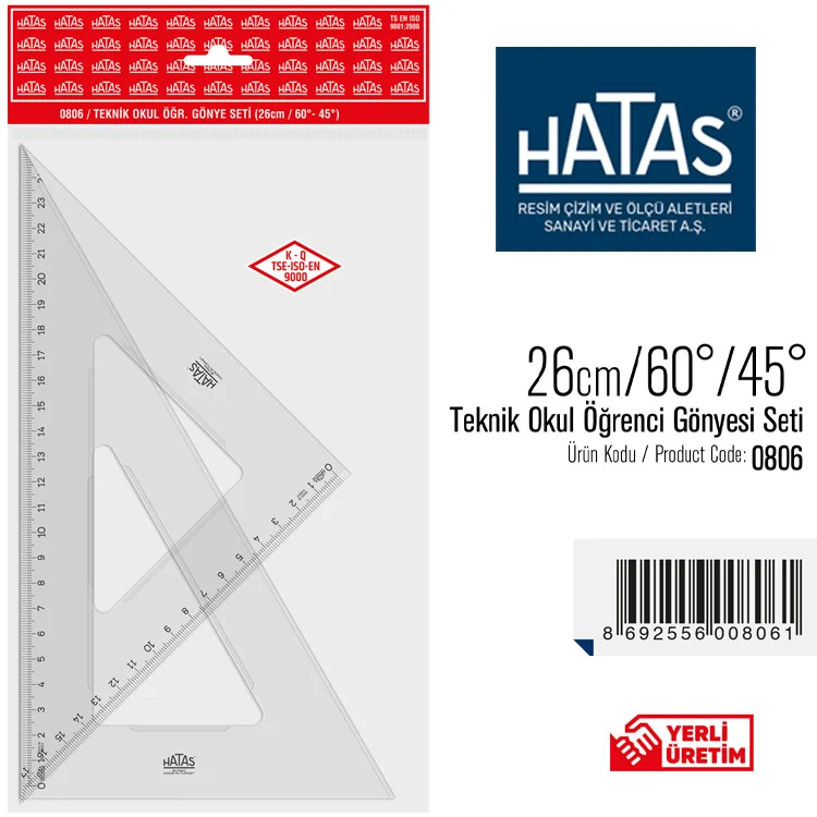 Hatas Gönye 26/60-45 Teknik Öğrenci Seti 0806