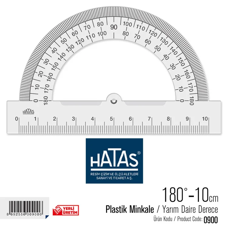 Hatas Minkale Plastik Yarım Daire 180 Derece 10 Cm Çap 0900