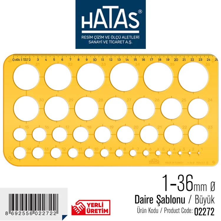 Hatas Şablon Daire Büyük Q 1-36 Mm 02272