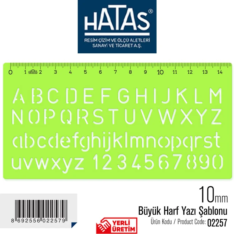 Hatas Şablon Harf Yazi Büyük 10 Mm 02257