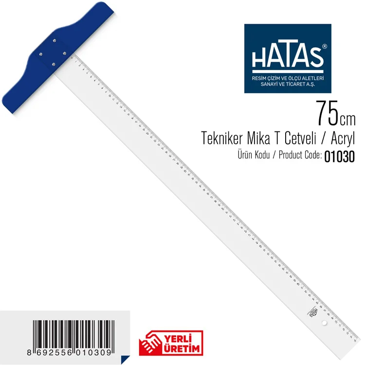 Hatas T Cetvel 75 Cm Plastik 1030