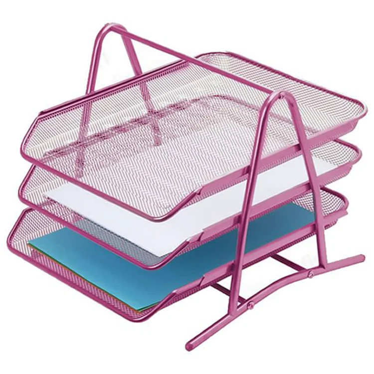 İnox 3899 File 3 Lü Evrak Rafı Pembe