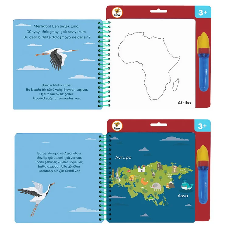 Lino Aqua Magic Book Kıtalar Sihirli Boyama Kitabı Tfl-1001