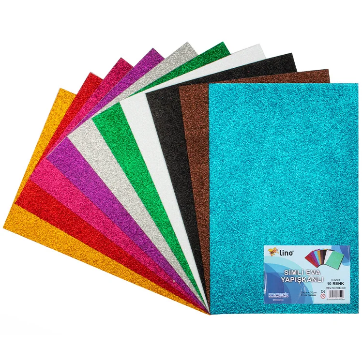 Lino Eva 50*70 Cm 10 Renk 2 Mm Simli Yapışkanlı 10lu Paket Rbe-503