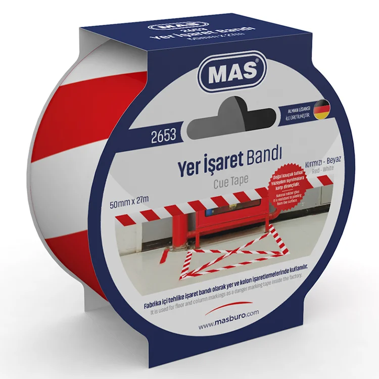 Mas Bant 2653 Yer İşaretle 50mm*27m Kırmızı Beyaz