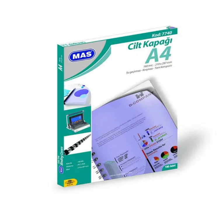Mas Cilt Kapağı 7740 Pp A4 100 Şeffaf