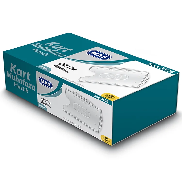Mas Kart Muhafaza Plastik Çift Yüz 54x86 Şeffaf 25li 3524