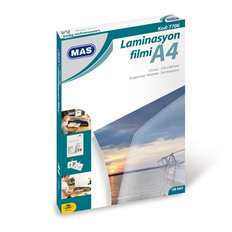 Mas Laminasyon Filmi 125 Micron A4 100lü 7706