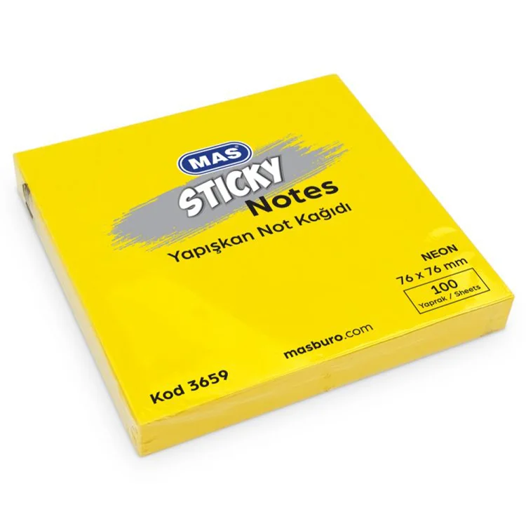 Mas Not Kağıdı 3659 Yapışkanlı 76*76 100 Yp. 3 Renk Sarı-pembe-turuncu