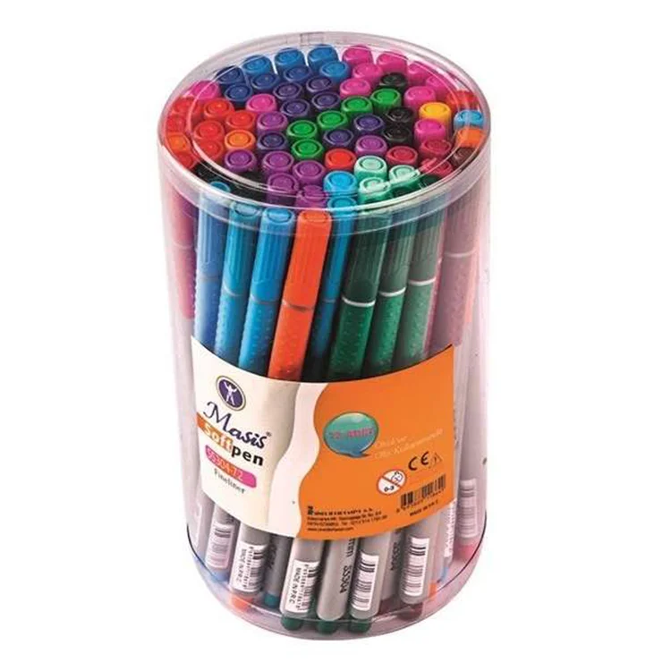 Masis S5304-72 Softpen Fineliner Kalem 72lik Pvc Kavanoz