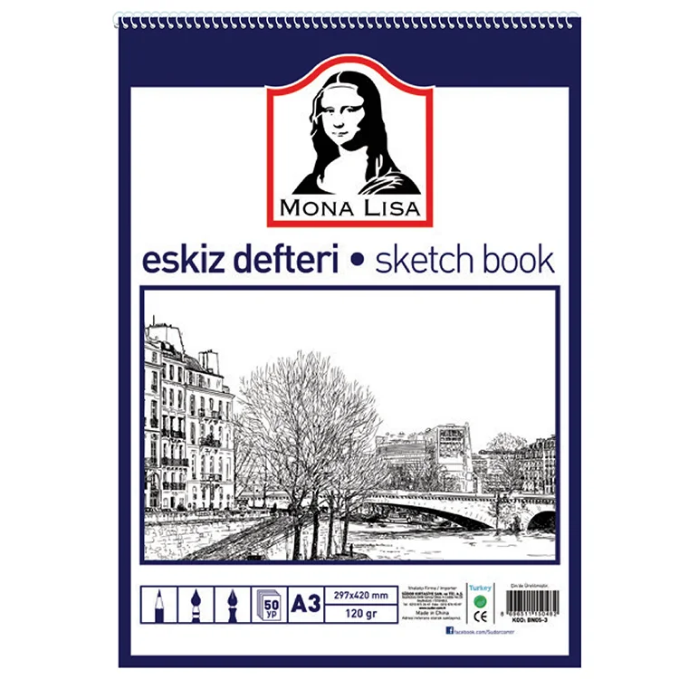 Monalisa Eskiz Defteri A3 120 Gram 50 Yaprak Telli Mn13-3