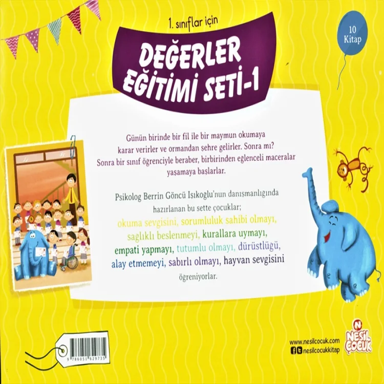 Nesil Çocuk Yayınları 1. Sınıf İçin Değerler Eğitimi Seti-1 10 Kitap