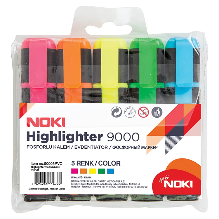 Noki Fosforlu Kalem 5li Pvc Torbada -90005pvc