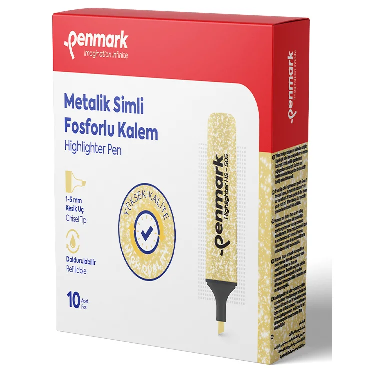 Penmark Fosforlu Kalem Metalik Simli Gold Penmarkhs50513