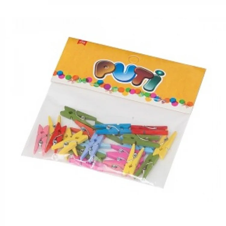 Puti 4667 Ahşap Küçük Mandal Renkli 24lü