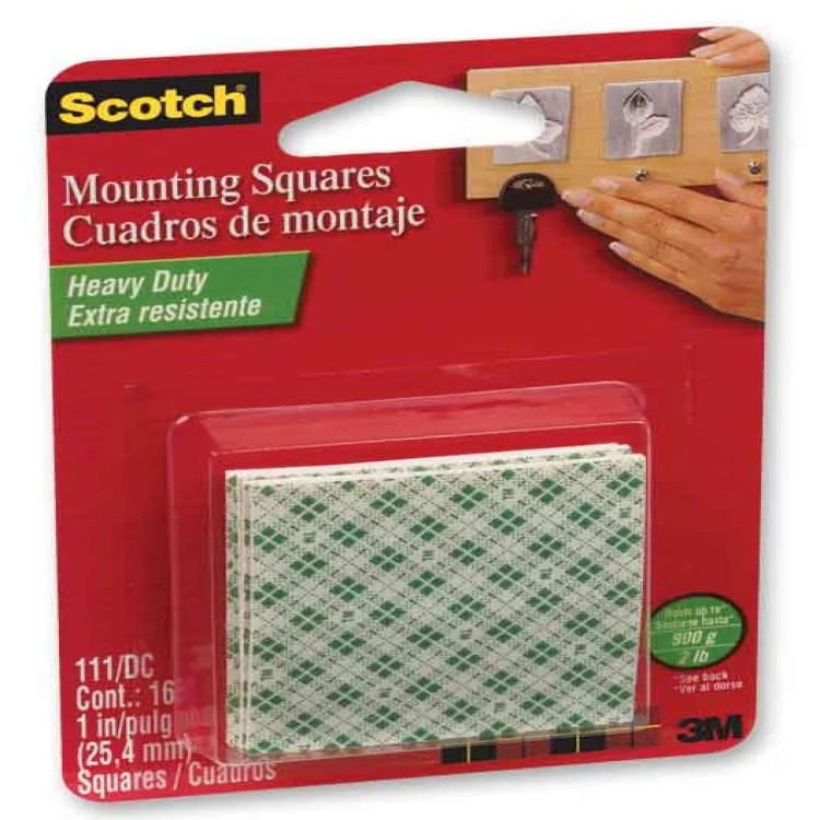 Scotch® 111 Çift Taraflı Yapışkan Köpük Kareler Ağır Malz İçin 16adet 2.5x2.5cm