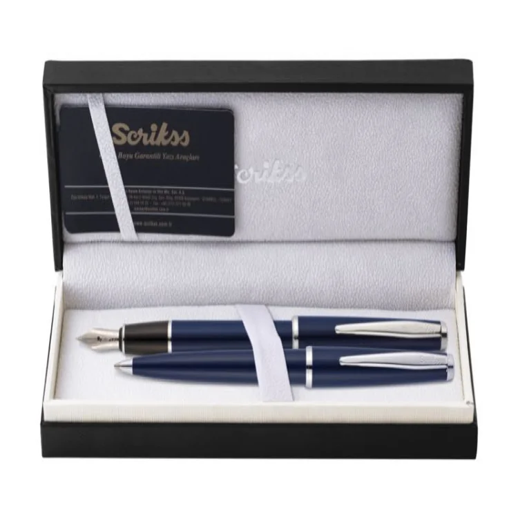 Scrikss 33 Dolma Kalem + Tükenmez Kalem Takım Lacivert