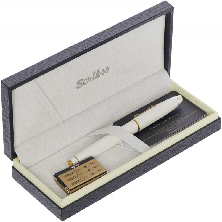 Scrikss Dolma Kalem 35 Beyaz Altın Lüks Kutuda