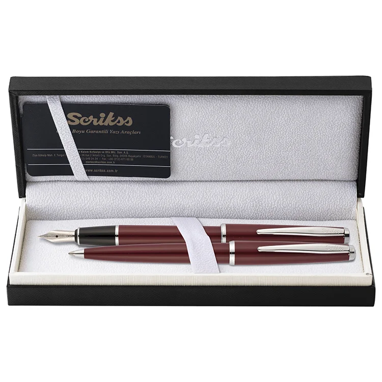 Scrikss Dolma + Tükenmez Kalem 33 İkili Set Bordo