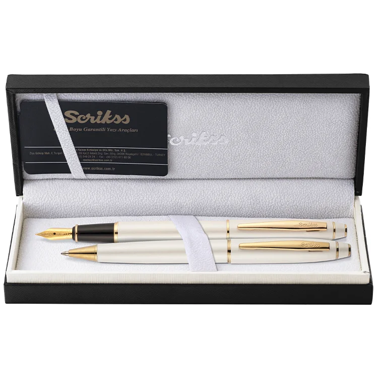 Scrikss Dolma + Tükenmez Kalem 35 İkili Set Beyaz Altın