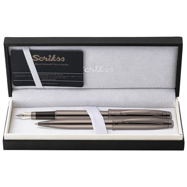 Scrikss Dolma + Tükenmez Kalem 39 İkili Set Titanium