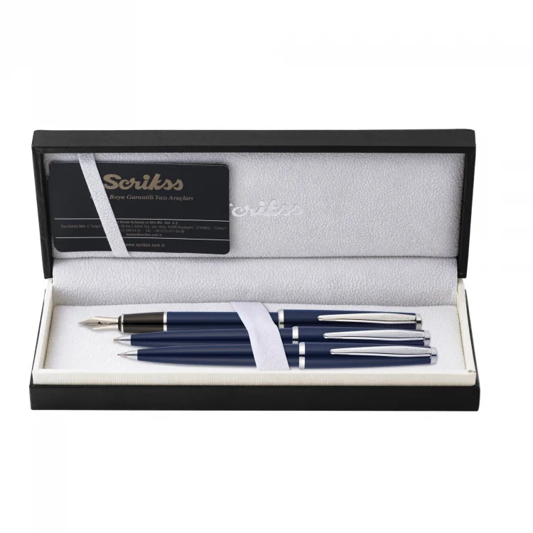 Scrikss Dolma + Tükenmez + Versatil Kalem 33 Üçlü Set Lacivert