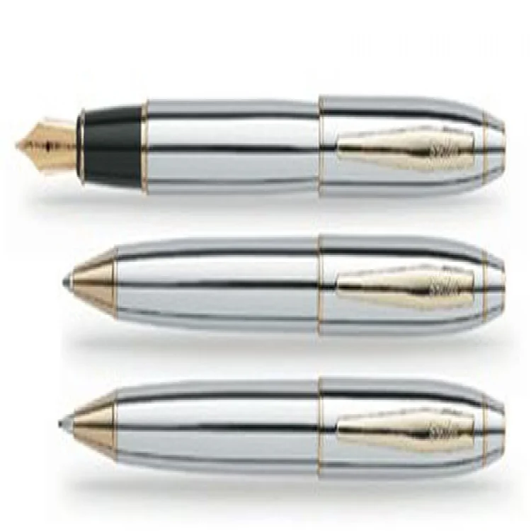 Scrikss Dolma + Tükenmez + Versatil Kalem 35 Üçlü Set Gold Krom