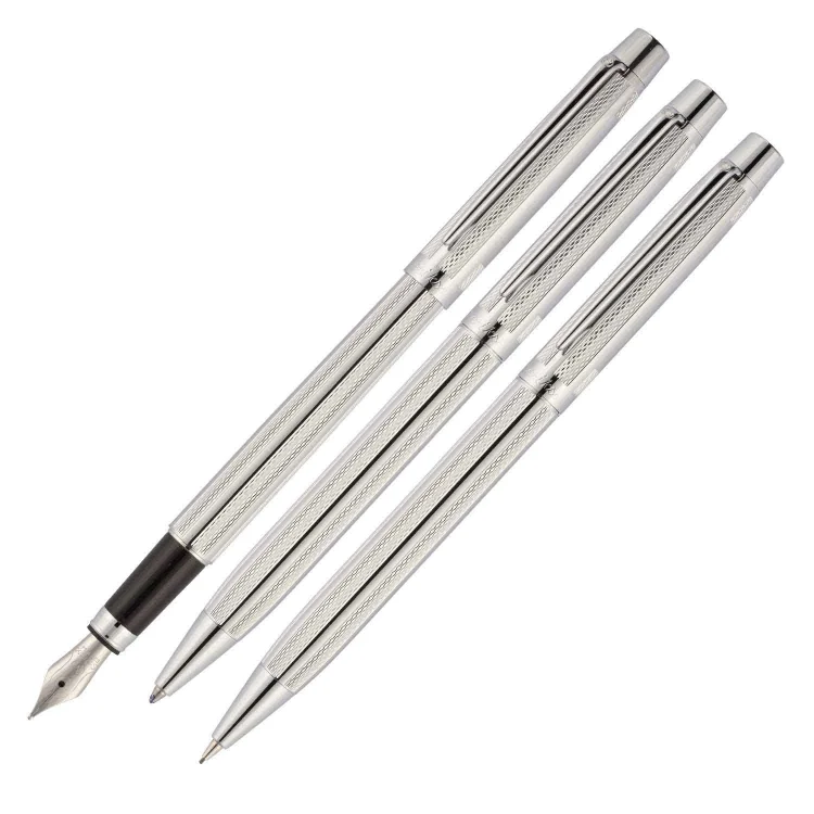 Scrikss Dolma + Tükenmez + Versatil Kalem 722w Üçlü Set Balıksırtı Krom